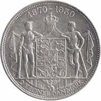 Дания 2 кроны 1930 год (60 лет со дня рождения короля)