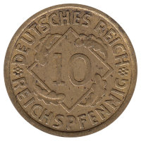 Германия (Веймарская республика) 10 рейхспфеннигов 1929 год (А)