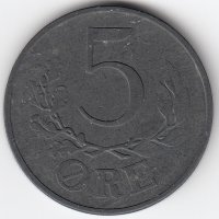 Дания 5 эре 1945 год