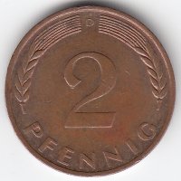 ФРГ 2 пфеннига 1970 год (D)