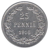 Финляндия (Великое княжество) 25 пенни 1916 год (XF)
