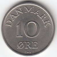 Дания 10 эре 1960 год