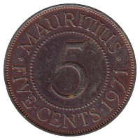 Маврикий 5 центов 1971 год