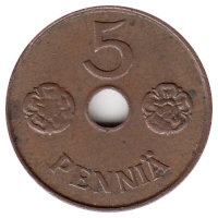 Финляндия 5 пенни 1942 год 
