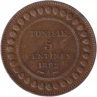 Тунис 5 сантимов 1892 год