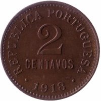 Португалия 2 сентаво 1918 год (aUNC)