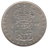 Швеция 1 крона 1967 год