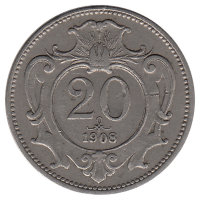 Австро-Венгерская империя 20 геллеров 1908 год