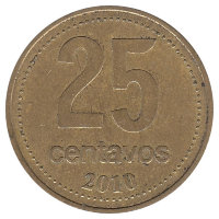 Аргентина 25 сентаво 2010 год (толстый шрифт)