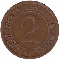 Германия (Веймарская республика) 2 рентенпфеннига 1924 год (E)