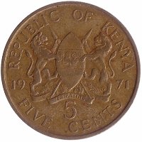 Кения 5 центов 1971 год