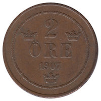 Швеция 2 эре 1907 год