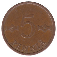 Финляндия 5 пенни 1973 год