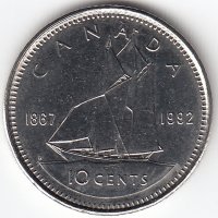 Канада 10 центов 1992 год
