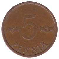 Финляндия 5 пенни 1975 год