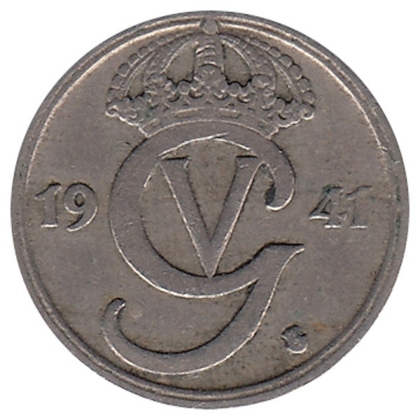 Швеция 10 эре 1941 год (никелевая бронза)
