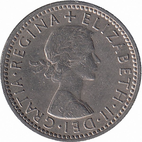 Великобритания 6 пенсов 1955 год