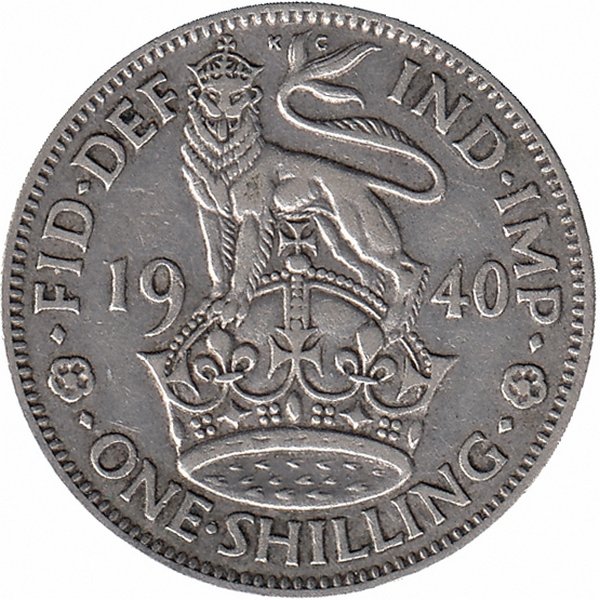 Великобритания 1 шиллинг 1940 год (Английский герб)