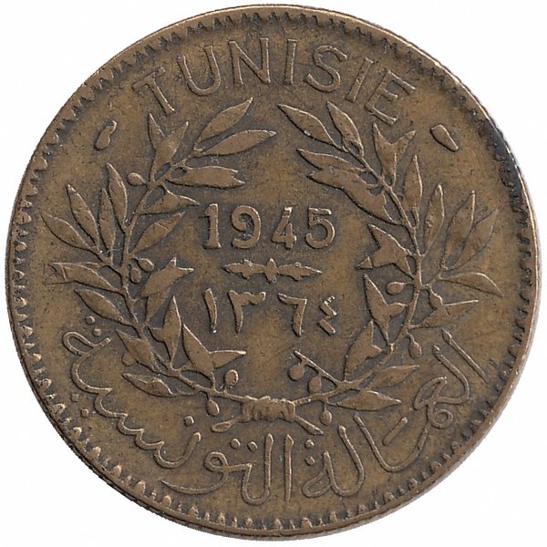 Тунис 2 франка 1945 год