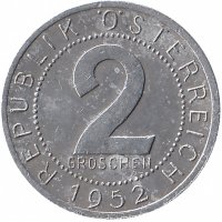 Австрия 2 гроша 1952 год
