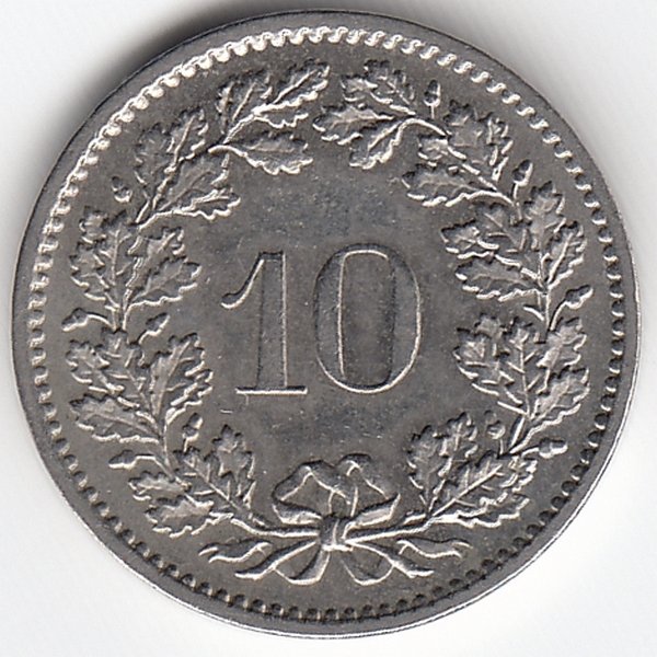 Швейцария 10 раппенов 1979 год