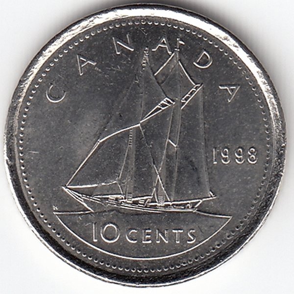 Канада 10 центов 1998 год