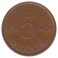 Финляндия 5 пенни 1976 год