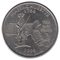 США 25 центов 2000 год (D). Массачусетс.