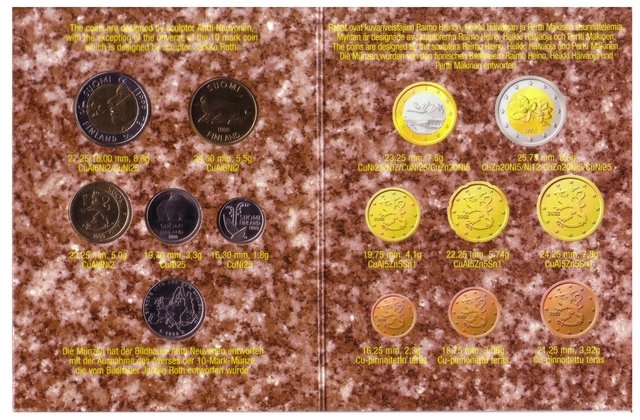 Финляндия набор из 5 монет и жетон 1999 год (выпуск 2)