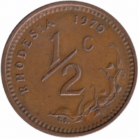 Родезия 1/2 цента 1970 год (XF)