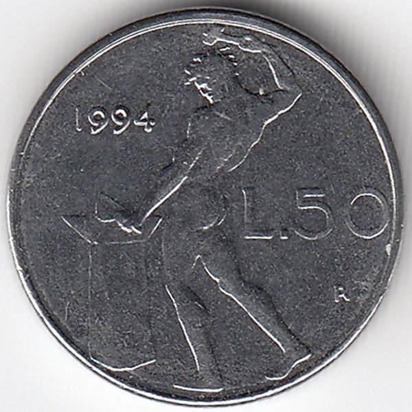 Италия 50 лир 1994 год