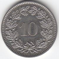 Швейцария 10 раппенов 1982 год