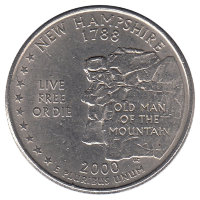 США 25 центов 2000 год (P). Нью-Гэмпшир.