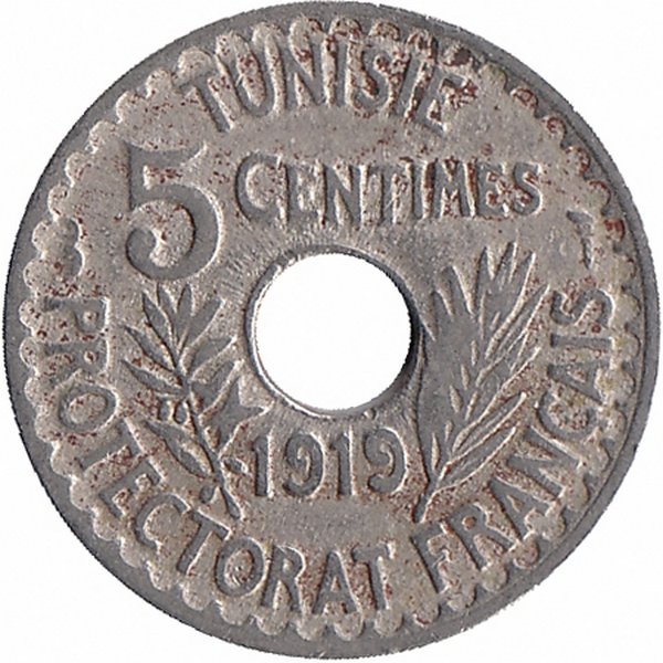 Тунис 5 сантимов 1919 год