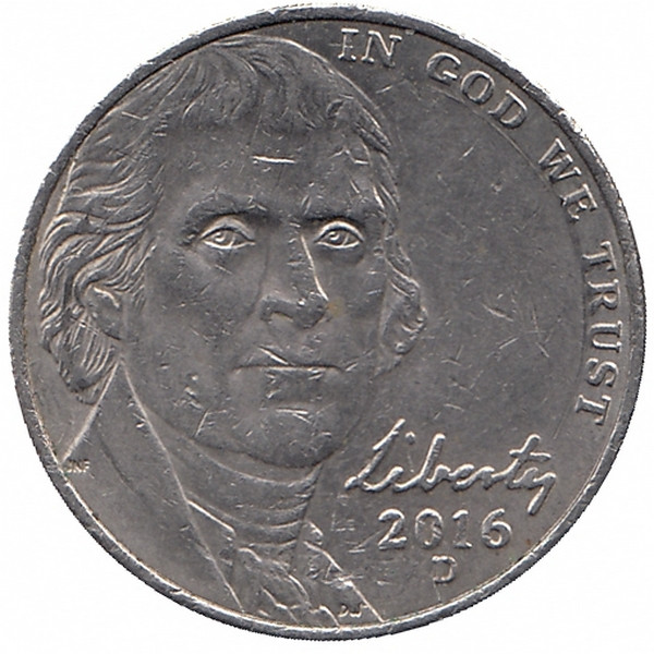 США 5 центов 2016 год (D)