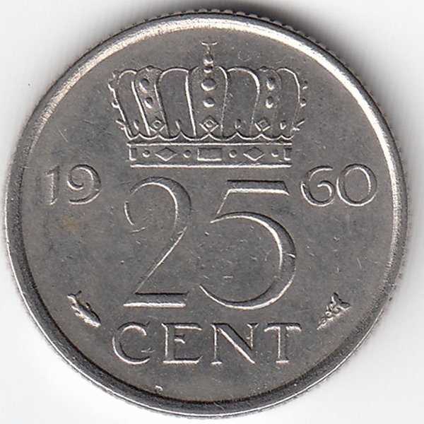 Нидерланды 25 центов 1960 год