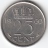 Нидерланды 25 центов 1960 год
