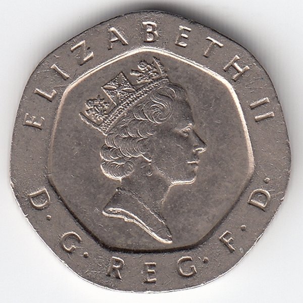 Великобритания 20 пенсов 1993 год
