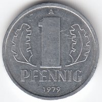 ГДР 1 пфенниг 1979 год
