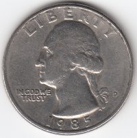 США 25 центов 1985 год (D)