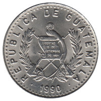 Гватемала 25 сентаво 1990 год (UNC)
