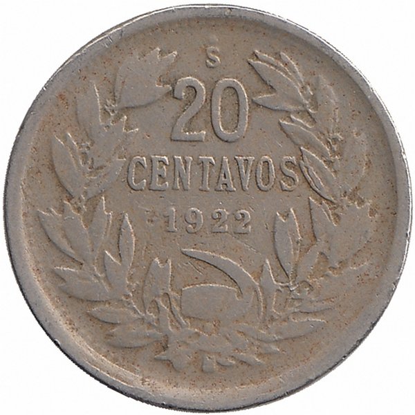 Чили 20 сентаво 1922 год