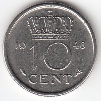 Нидерланды 10 центов 1948 год