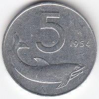 Италия 5 лир 1954 год