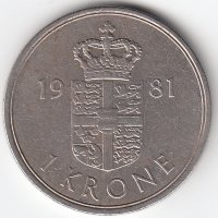 Дания 1 крона 1981 год