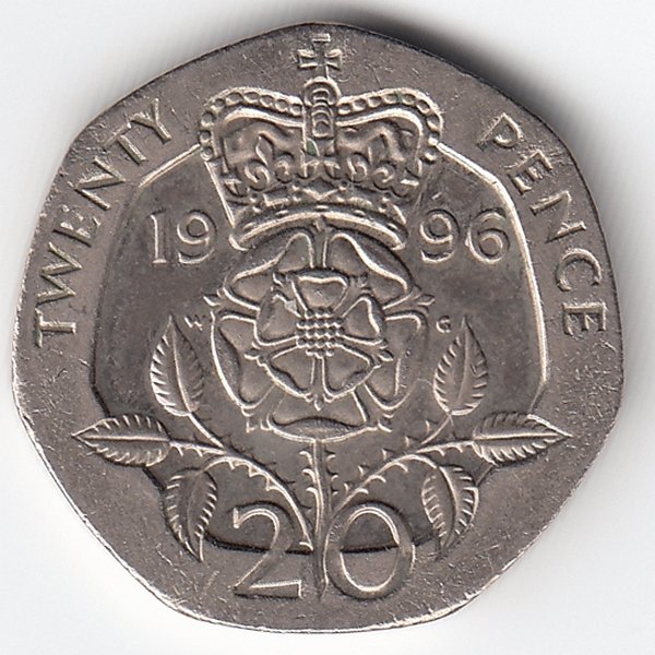 Великобритания 20 пенсов 1996 год