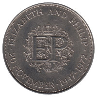 Великобритания 25 пенсов 1972 год (Королевская серебряная свадьба)