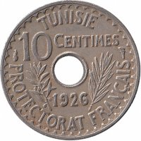 Тунис 10 сантимов 1926 год (очень редкая!)