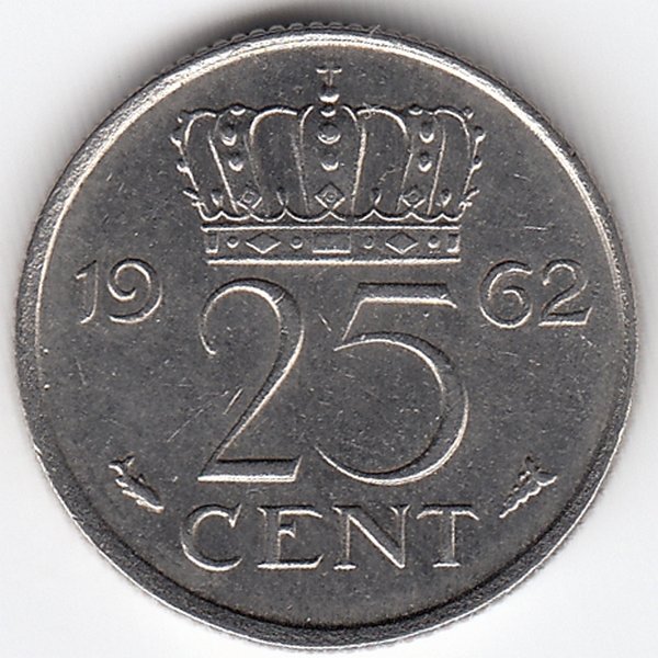 Нидерланды 25 центов 1962 год