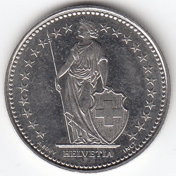 Швейцария 1/2 франка 1988 год